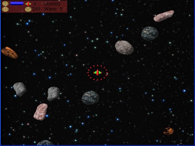 Game Window of Astro Hunter 3D Deluxe. An asteroid shooter game for your pc.