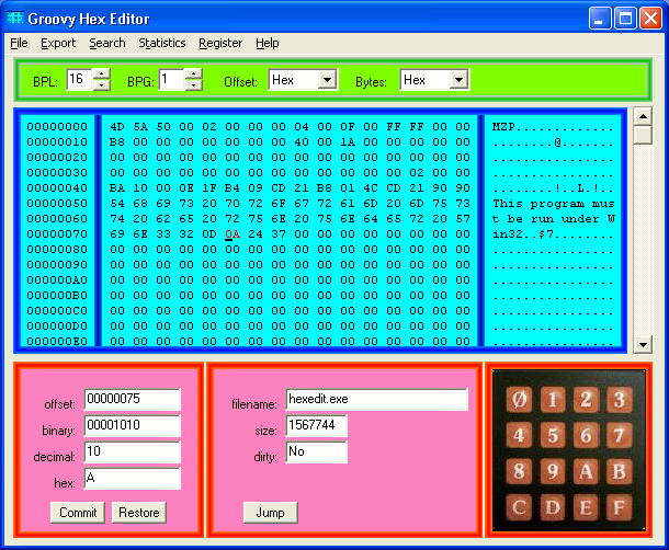 shareware hex editor main window